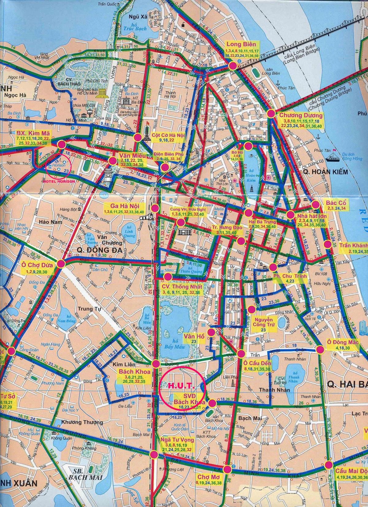 Mapa hanoi autobusem 17 trasy