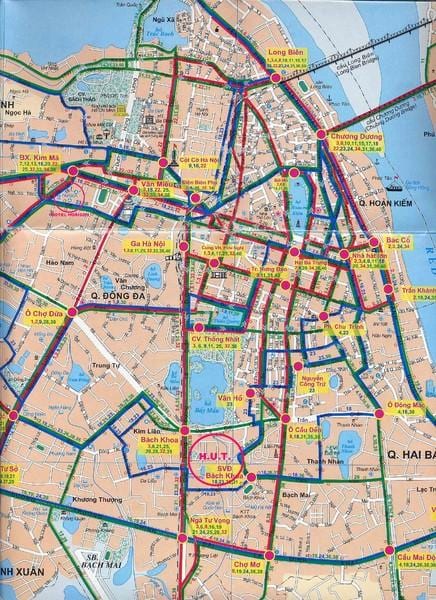 Hanoi linie autobusowe mapie