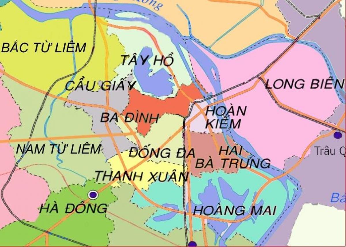 Mapa powiat ha Dong Hanoi