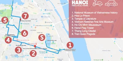 Francuskiej dzielnicy w hanoi piesza wycieczka na mapie