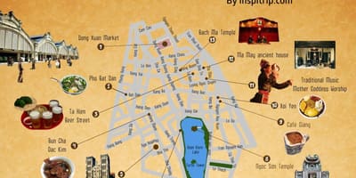 Mapa ulic starej dzielnicy hanoi